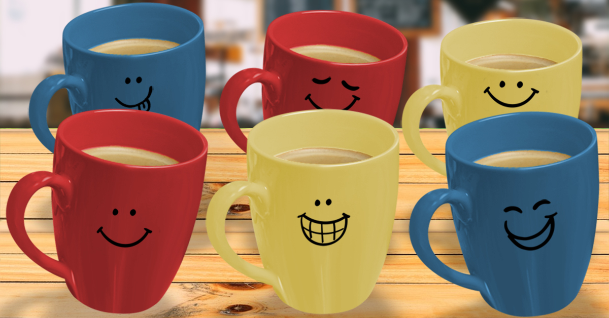 Coffee Party USA - Our Partners - Photo illustration with smiling coffee mugs.