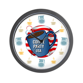 Wall Clock | Coffee Party USA merchandise Coffee Party USA Wall Clock | Coffee with Friends | Merchandise (via Cafe Press)