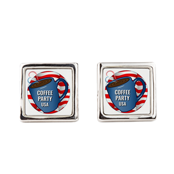 Square Cufflinks Coffee Party USA Square Cufflinks | Coffee with Friends | Merchandise (via Cafe Press)