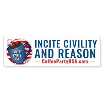 Bumper Sticker Coffee Party USA Bumper Sticker | Coffee with Friends | Member Benefits | Merchandise (Via Cafe Press)