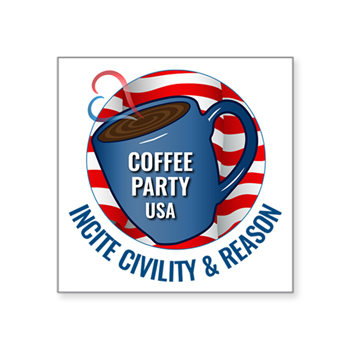 Coffee Party USA Square Sticker Coffee Party USA Square Sticker | Coffee with Friends | Member Benefits